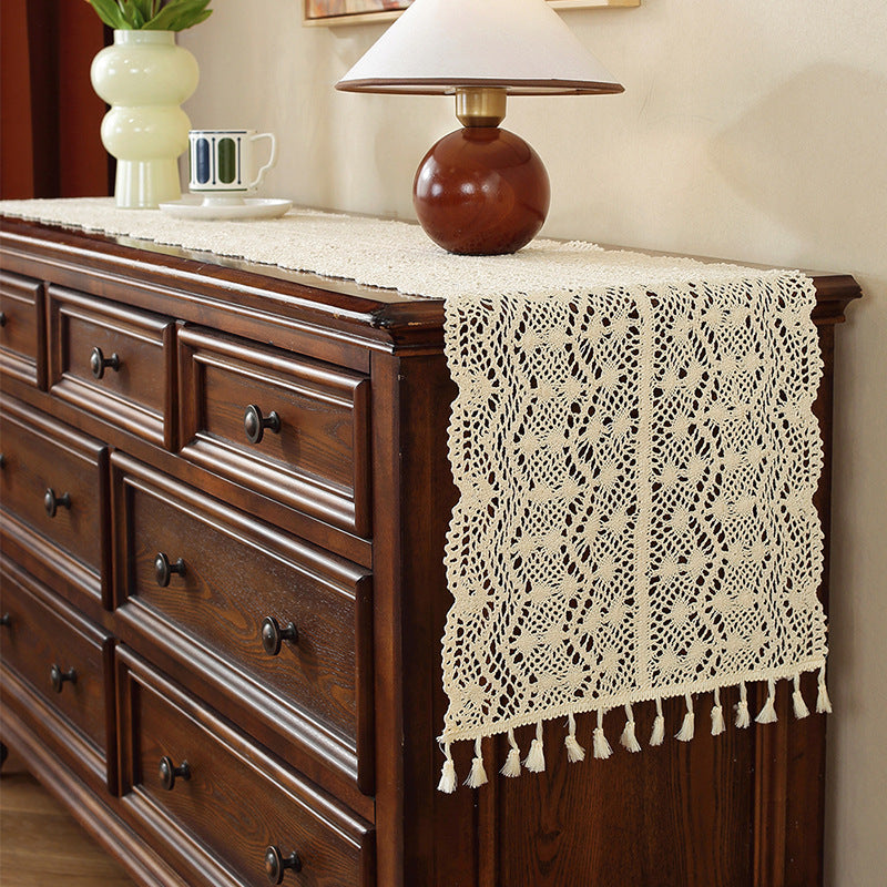 Henggang American Country Style Handwoven Table Runner Tablecloth Strip Tablecloth Coffee Table Cloth Tea Mat Cotton Linen Artistic Table Runner Wholesale