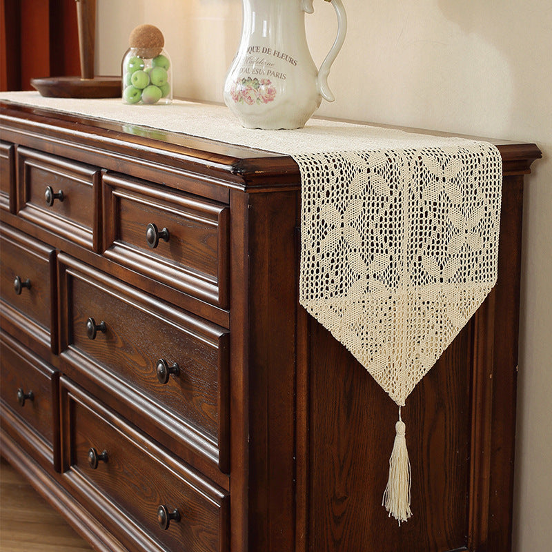 Henggang American Country Style Handwoven Table Runner Tablecloth Strip Tablecloth Coffee Table Cloth Tea Mat Cotton Linen Artistic Table Runner Wholesale