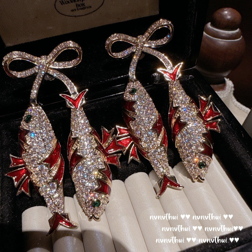 Sparkling PA Pink Cloud Pattern Jellyfish Tassel Gem Earrings Rich Woman's Happy Egg-Shaped Princess Pink Earrings