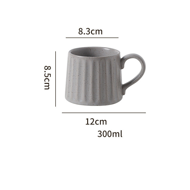 Japanese Retro Exquisite Afternoon Tea Latte Art Striped Coffee Cup and Saucer Ceramic Set Office Milk Breakfast Cup