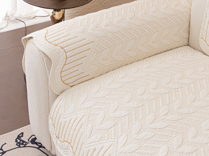 Cream Style Sofa Cushion 2025 New Model All-Season Non-Slip Seat Cushion Light Luxury High-End Genuine Leather Sofa Cover Cloth