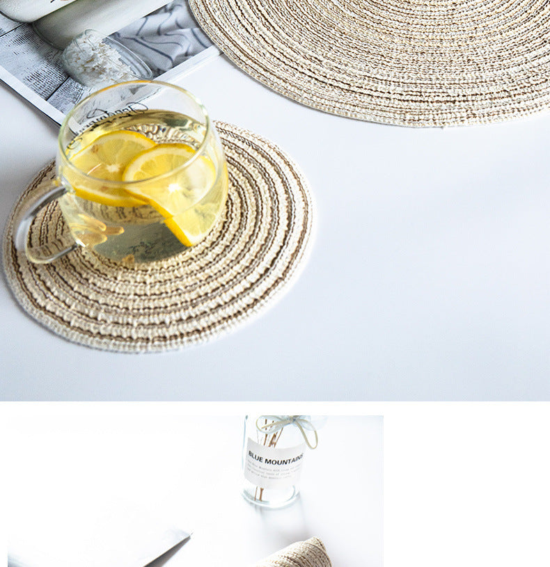 Placemat Woven Coaster Heat Insulation Mat Ins Feng Shui Kettle Mat Household Anti-scalding Dish Plate Bowl Mat Western Dining Table Mat