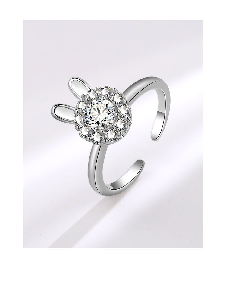 Smart Rabbit Ring for Women, Rotatable Ring, Light Luxury Niche Design, Index Finger Ring, New Trendy Style