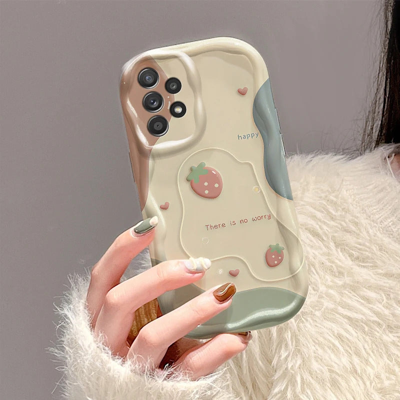 Green And Sweet Flowers For Samsung S24 S23 S21 S20 Ultra Plus FE A73 A72 A71 A51 A31 A05S A05 A04 5G Wave Oil Funda Phone Case