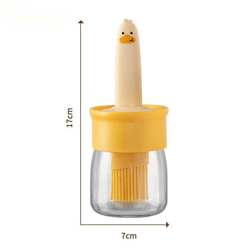Silicone Oil Brush Household High Temperature Resistant Oil Brush with Bottle Dispensing Oil Pot Outdoor BBQ Oil Brush Integrated Oil Brush Bottle