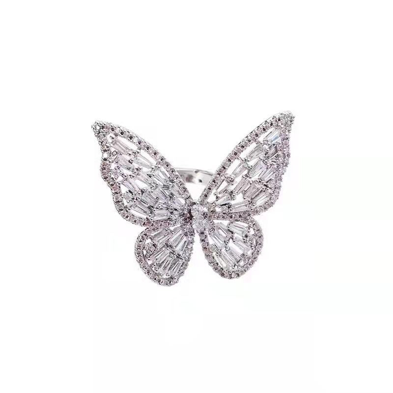 Ring jewelry batch hollow butterfly ring exaggerated ring does not fade jewelry