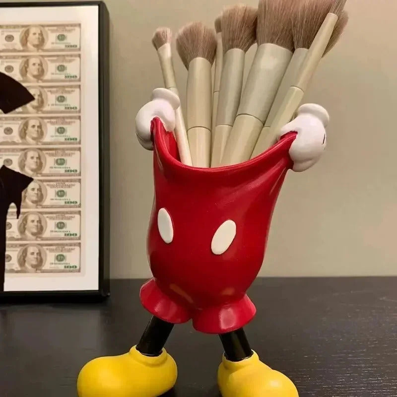 2025 New Disney Mickey Pen Container Phone Holder Cartoon Figure Makeup Stationery Desktop Decoration Student Kid Women Gift