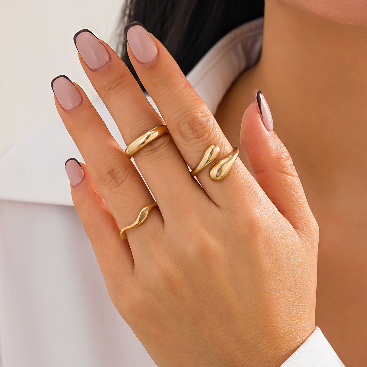 Ins Minimalist Style Trendy Exaggerated Mirror Versatile Ring Personality Alloy Hugging Ring