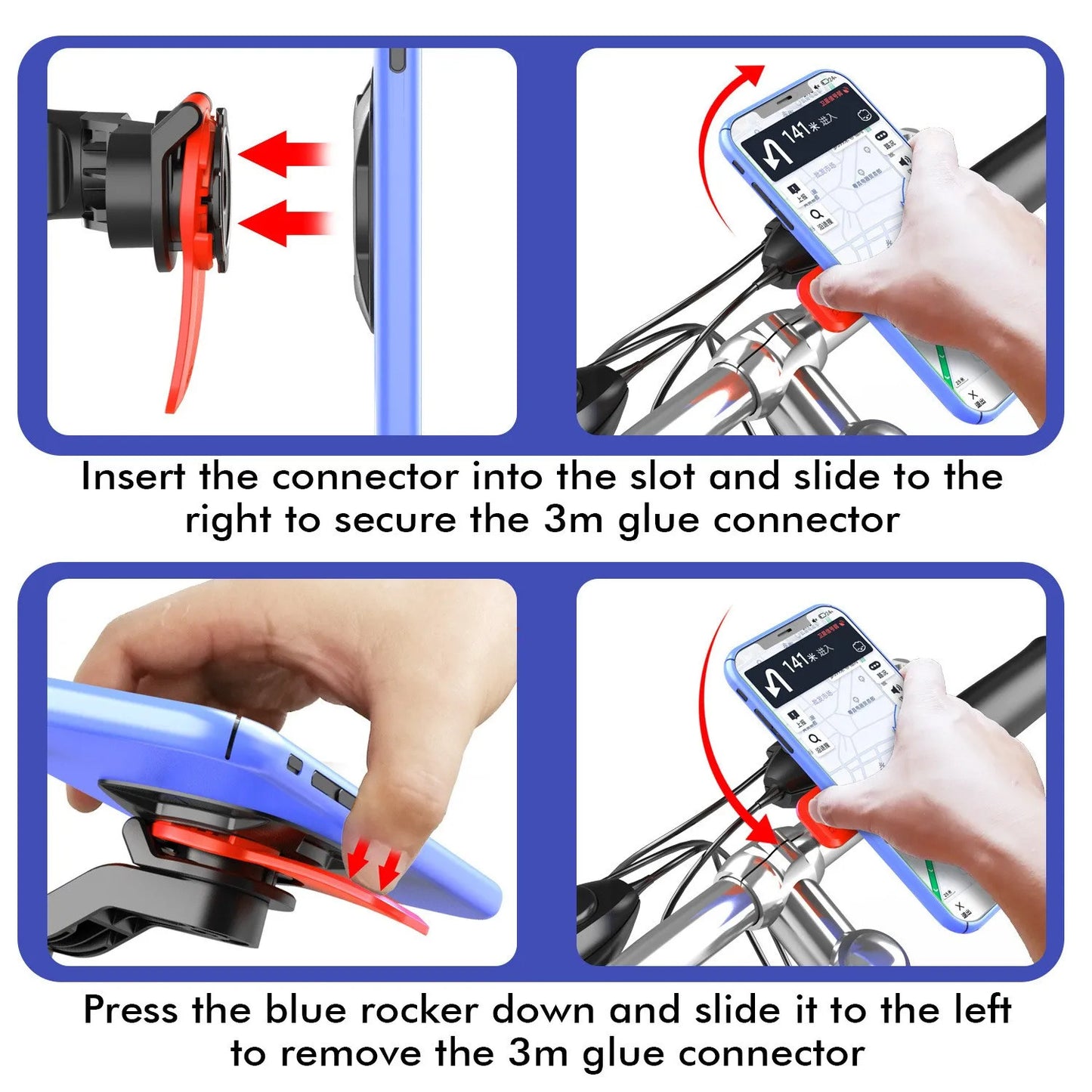 Quadlock Motorcycle Anti Vibration Mount Phone Holder Motorcycle Bracket Moto Electric Scooter Bracket For iPhone Xiaomi Samsung