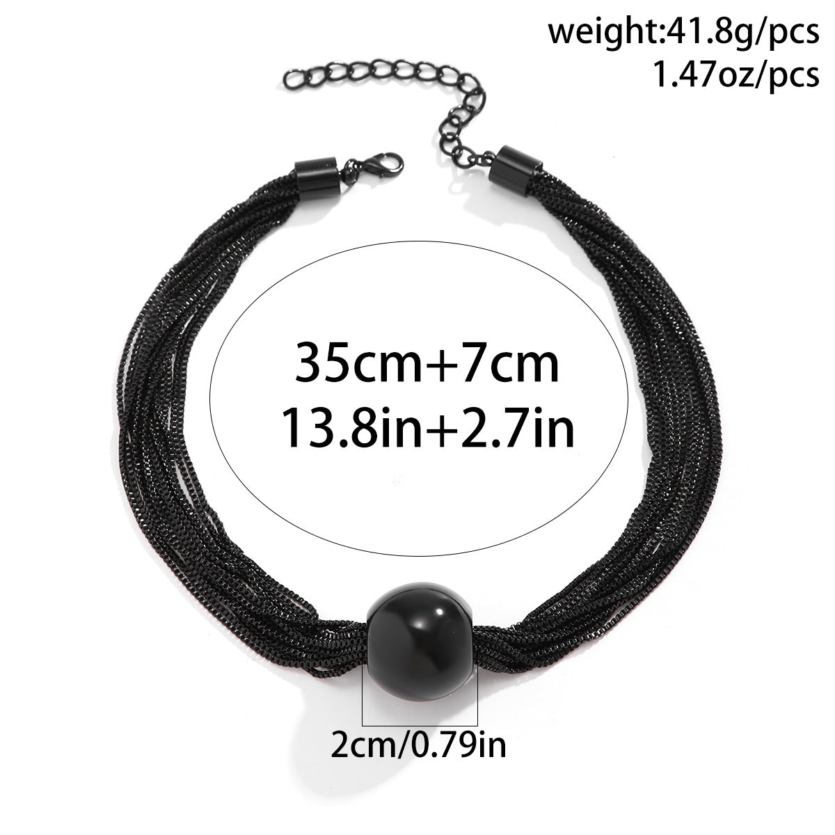 Cross-Border Exaggerated Punk Multi-Layer Chain Stacked Necklace Simple Niche Geometric Ball Personality Choker Necklace