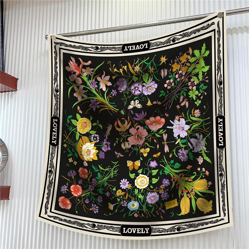 New Year Gift 90cm Large Square Scarf Scarf Women'S Scarves Spring And Autumn Style Fashion Shawl European American Twill Print