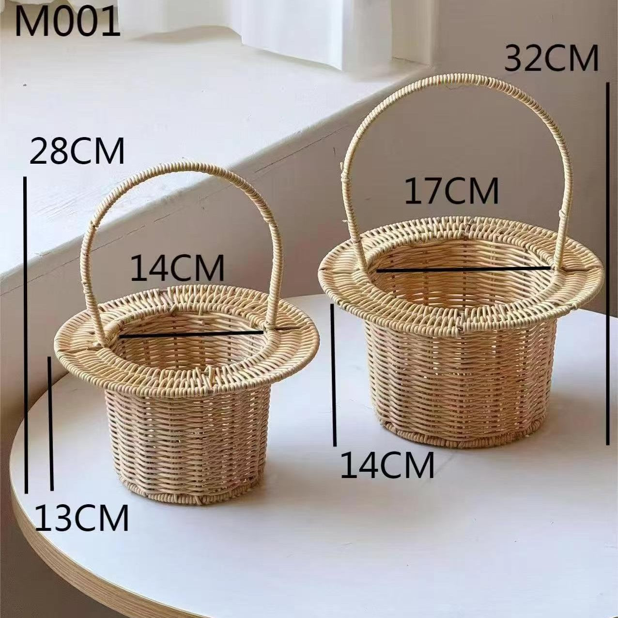 New Gift Hat Flower Basket Fresh Flower Bouquet Flower Arrangement Handheld Basket Handmade Creative Gift DIY Floral Art Materials Woven Flower Basket