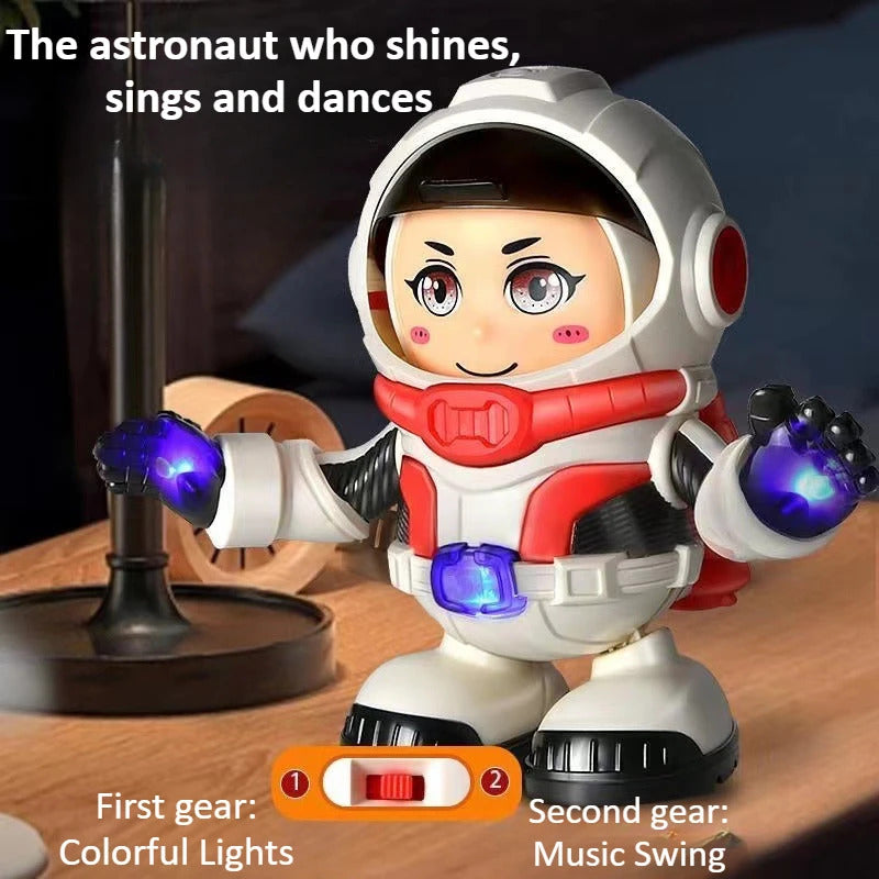 Electric Cartoon Astronaut Toy Can Cover The Head Simulation Astronaut Dancing Toy with Dynamic Light Space Dance ABS Material