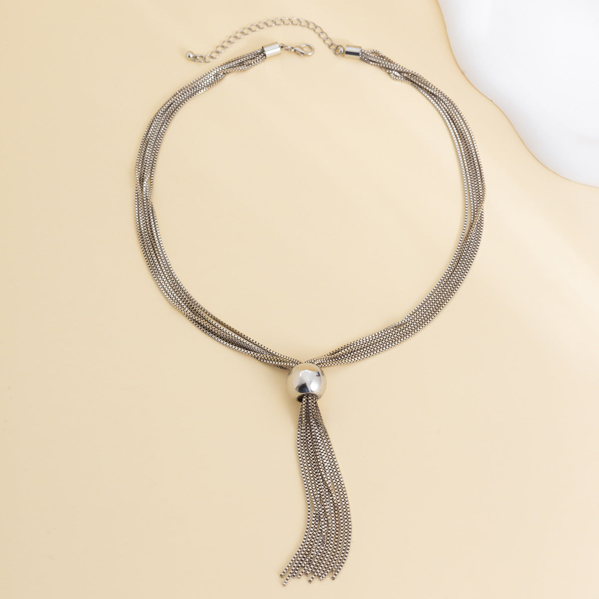 Cross-Border Exaggerated Punk Multi-Layer Chain Stacked Necklace Simple Niche Geometric Ball Personality Choker Necklace