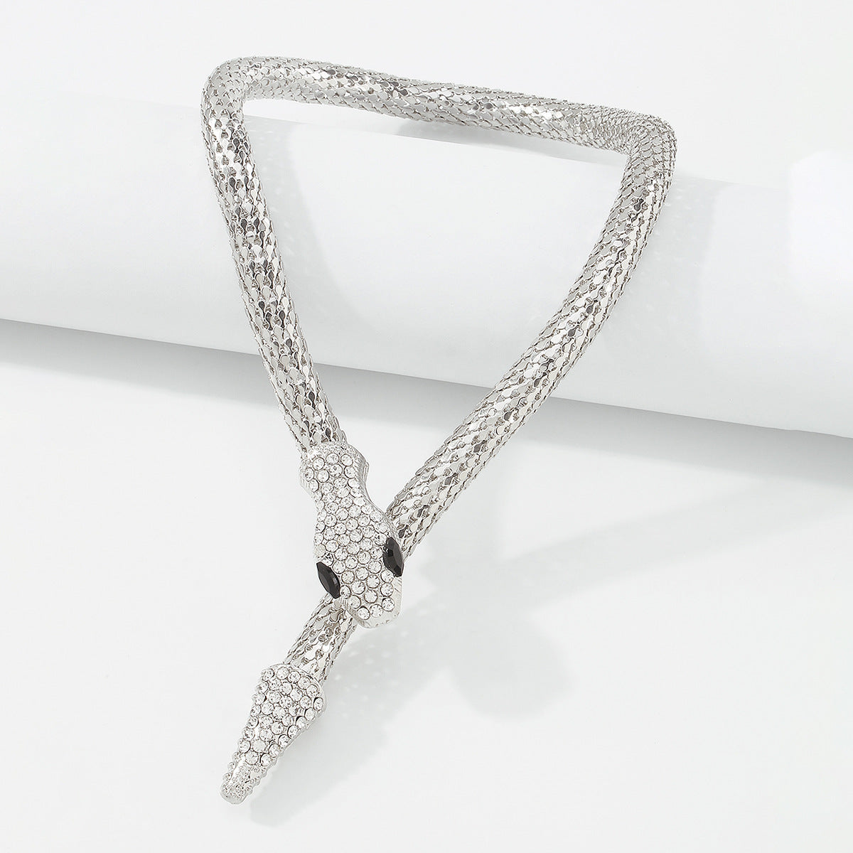Exaggerated Snake Necklace Punk Personality Hip-Hop Style Necklace Trendy Cool Street Style Show Micro-Inlaid Choker