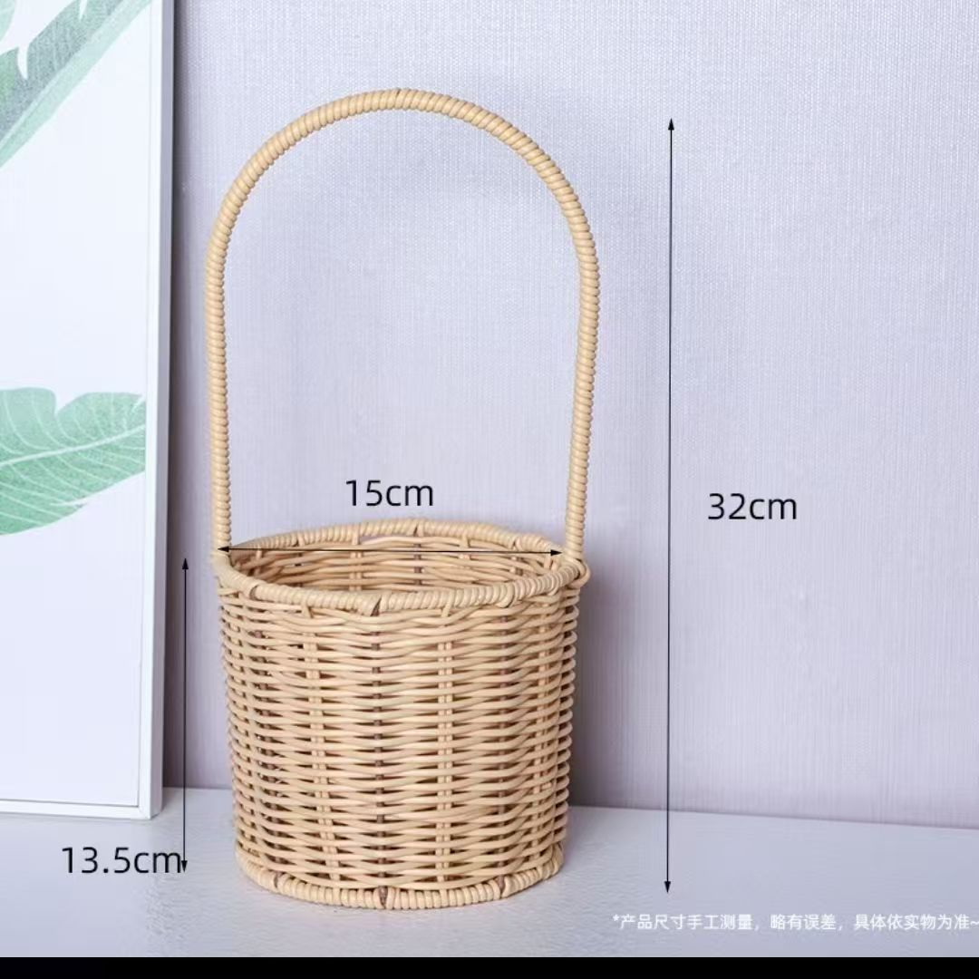 New Gift Hat Flower Basket Fresh Flower Bouquet Flower Arrangement Handheld Basket Handmade Creative Gift DIY Floral Art Materials Woven Flower Basket