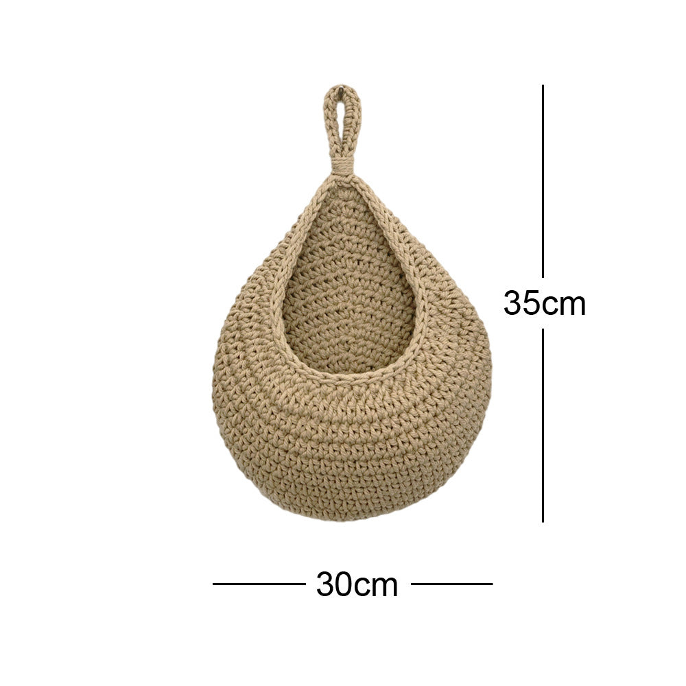Wall-Mounted Vegetable Storage Fruit Basket Bird's Nest Wall Hanging Water Drop Net Bag Handmade Woven Cotton Rope Wall Hanging Bag for Home Use