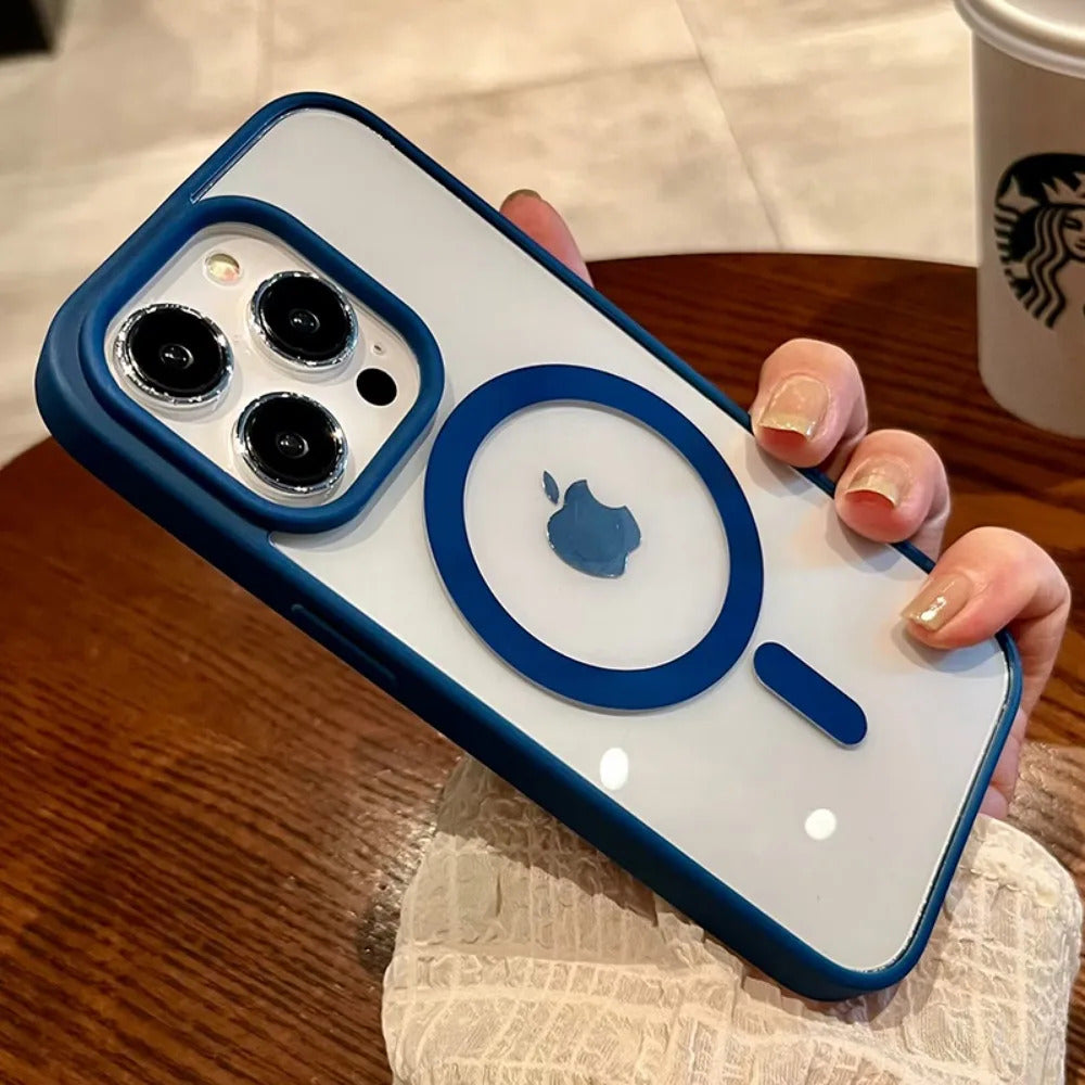 Acrylic Luxury Phone Case For iPhone 16 15 14 13 12 11 Pro Max Plus For Magsafe Transparent Magnetic Hard Cover funda