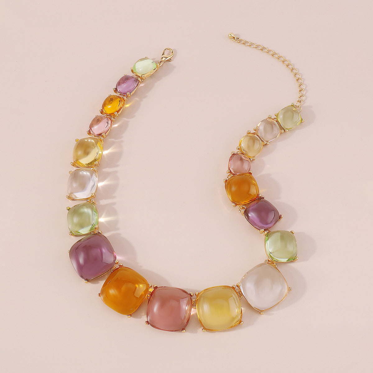Trendy Accessories ZA Personality Fashion Exaggerated Geometric Resin Colorful Earrings Necklace