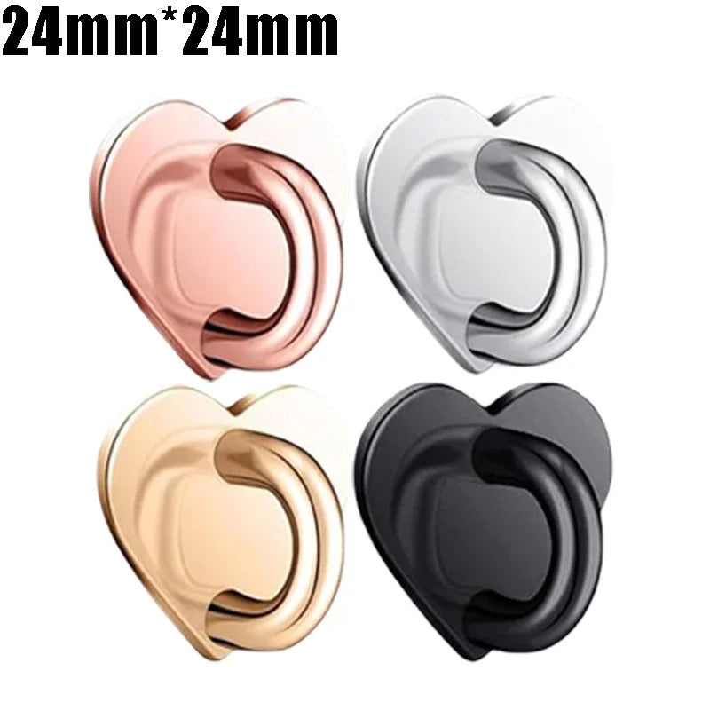 Mini Kawaii Adhesive Metal Heart Phone Charm Holder Cute Phone Case Finger Ring Stand Hooks Buckle DIY Charms Clasp For iPhone