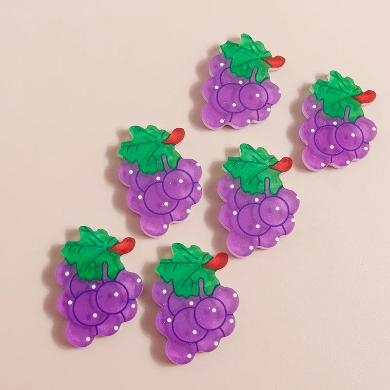 10pcs Mix Cute Mini Fruit Charms Pear Cherry Pineapple Peach Avocado Flat Back Resin Cabochons Scrapbook DIY Jewelry Accessories