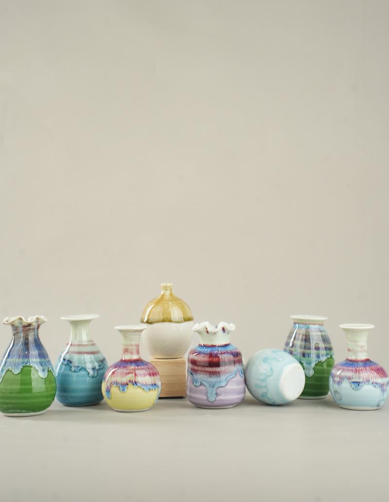 Kiln Change Mini Ceramic Small Vase Refrigerator Magnet Hydroponic Aromatherapy Craft
