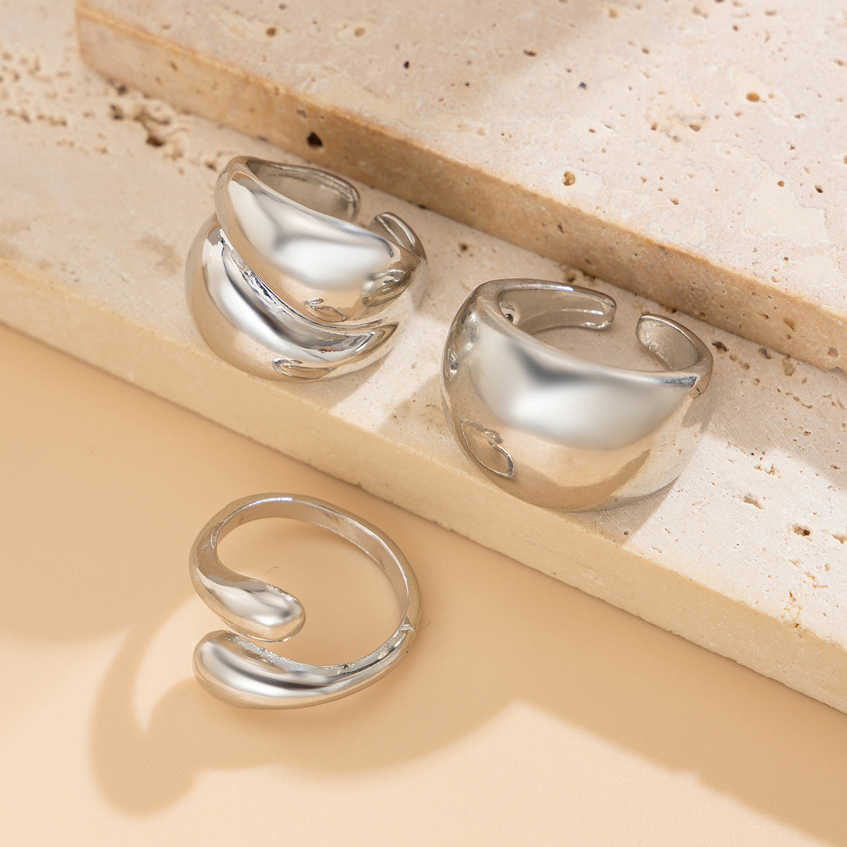 Ins Minimalist Style Trendy Exaggerated Mirror Versatile Ring Personality Alloy Hugging Ring