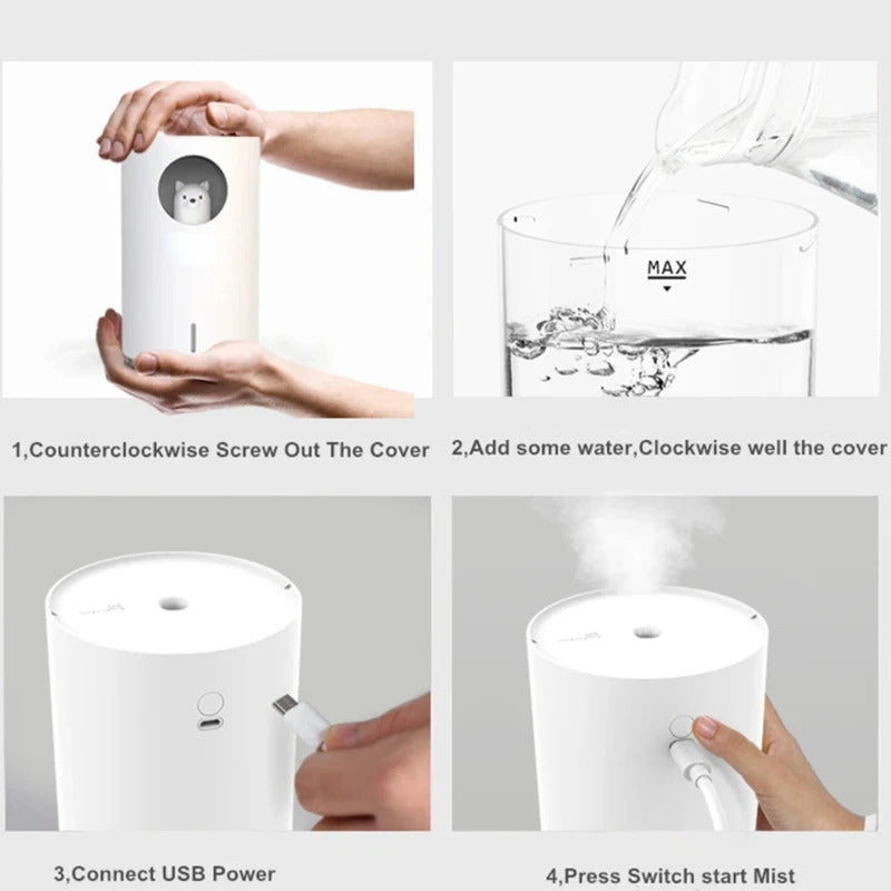 "700ml USB Humidifier Essential Oil Diffuser with LED Lamp - Purifier and Mist Maker"