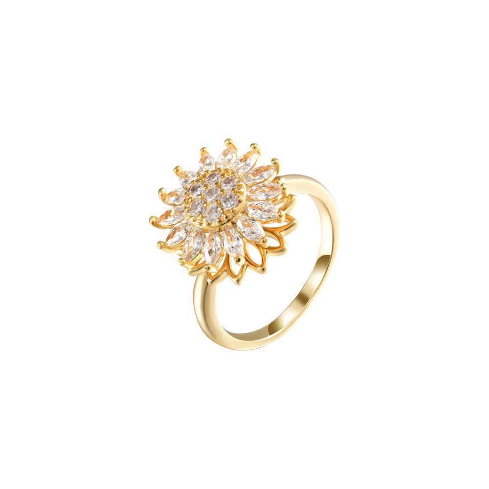Sunflower Ring , Rotating Anxiety Relief, Simple and Versatile Sunflower Adjustable Wholesale Ring
