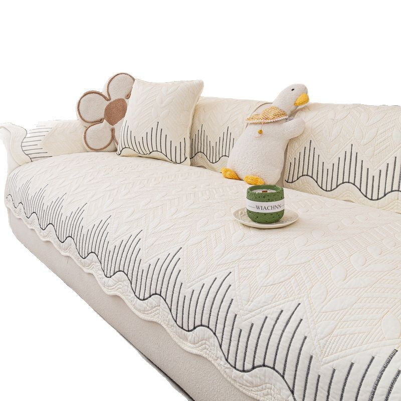 Cream Style Sofa Cushion 2025 New Model All-Season Non-Slip Seat Cushion Light Luxury High-End Genuine Leather Sofa Cover Cloth
