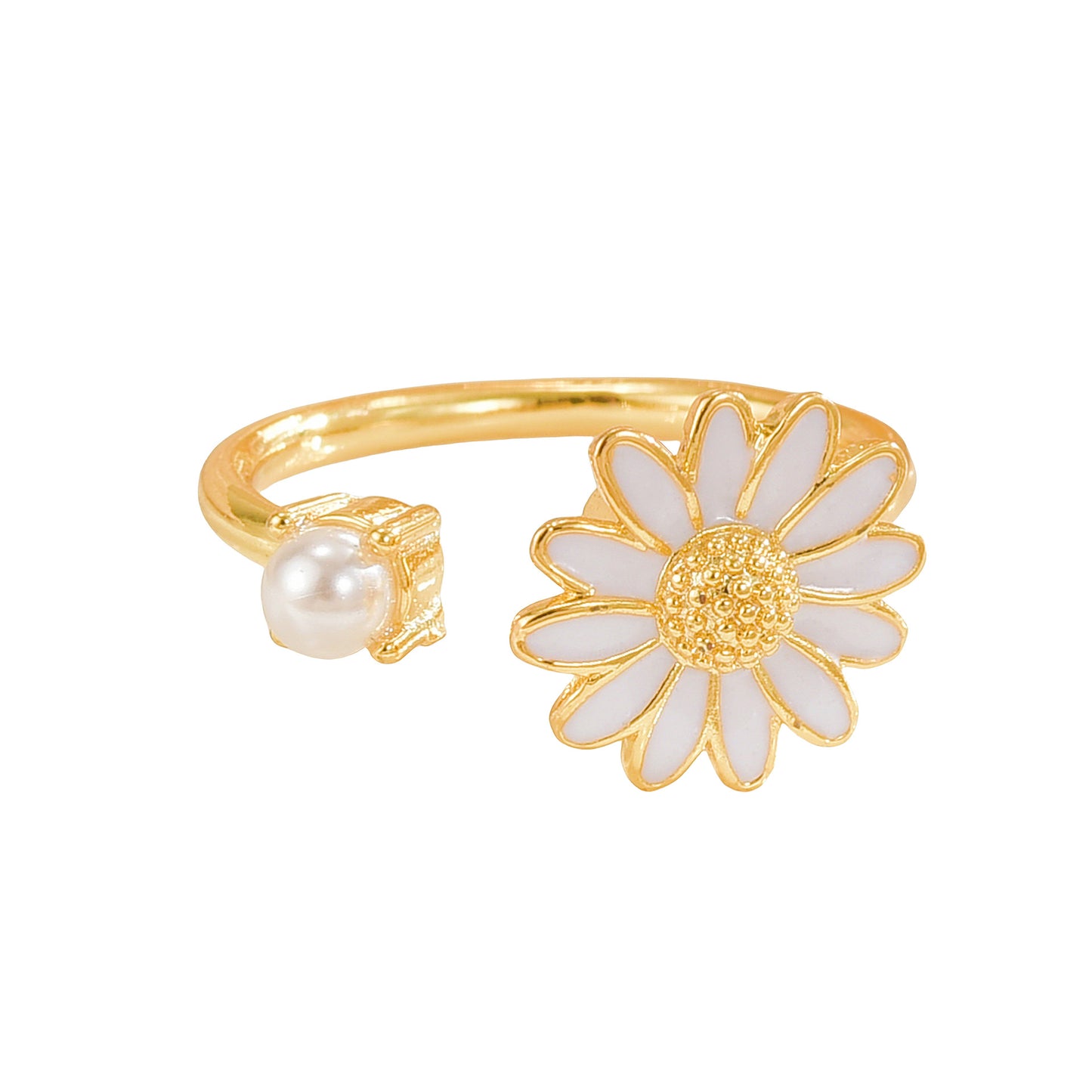Rotating Ring for Women, Copper Gold Plated, Non-Fading, Elegant and Luxurious, Adjustable Daisy, Star, Moon, Zircon, European and American Cross-Border