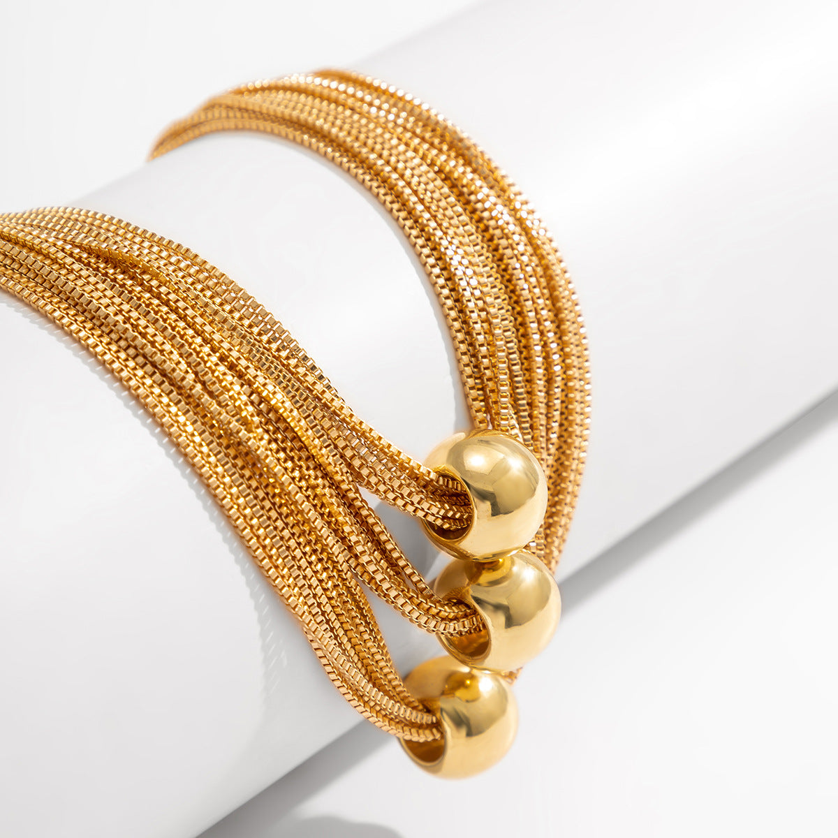 Cross-Border Exaggerated Punk Multi-Layer Chain Stacked Necklace Simple Niche Geometric Ball Personality Choker Necklace