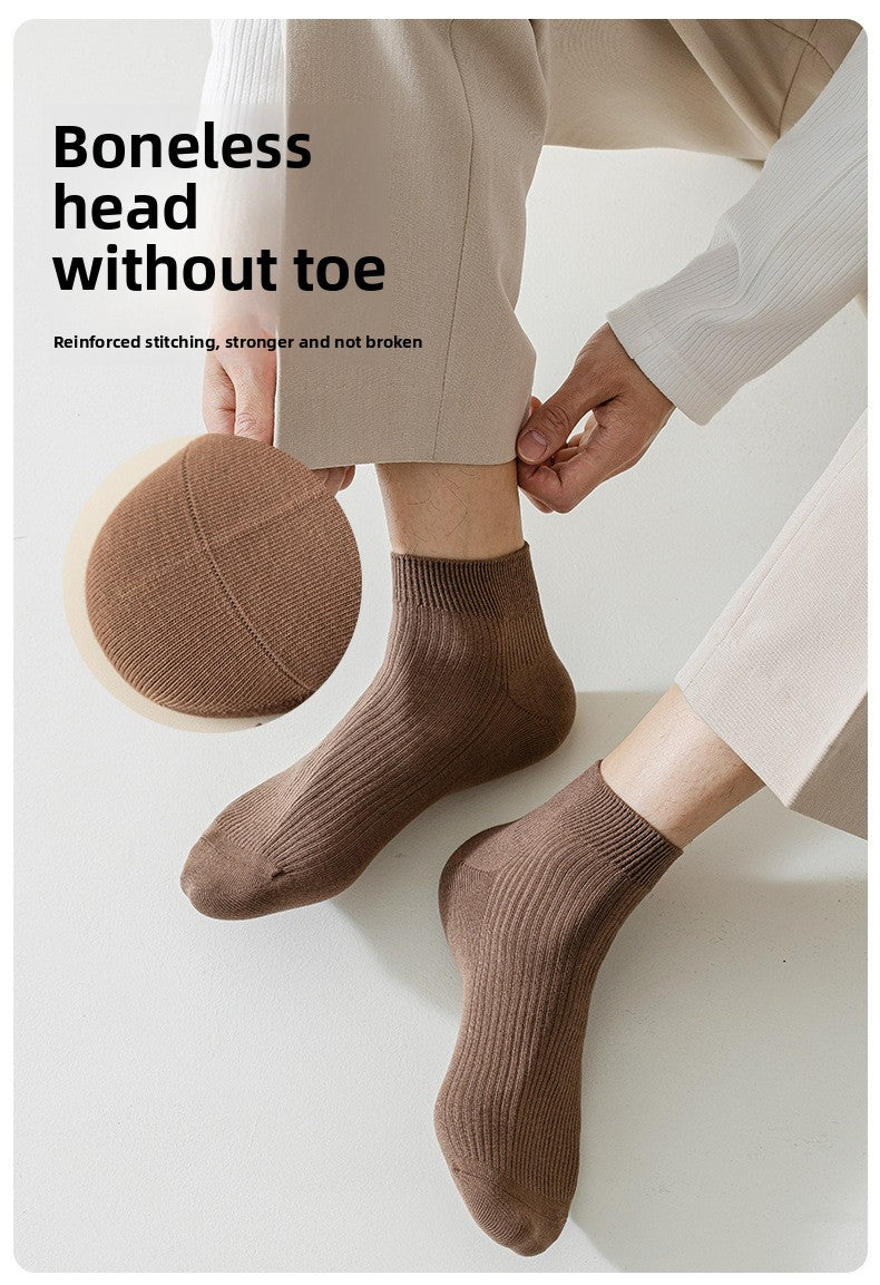 Socks Men's Spring and Summer Thin genuine goods Cotton Double Needle Drawable Mid-Tube Socks Anti-Bacterial Odor Bone-Free Sweat-Absorbing Men's Socks