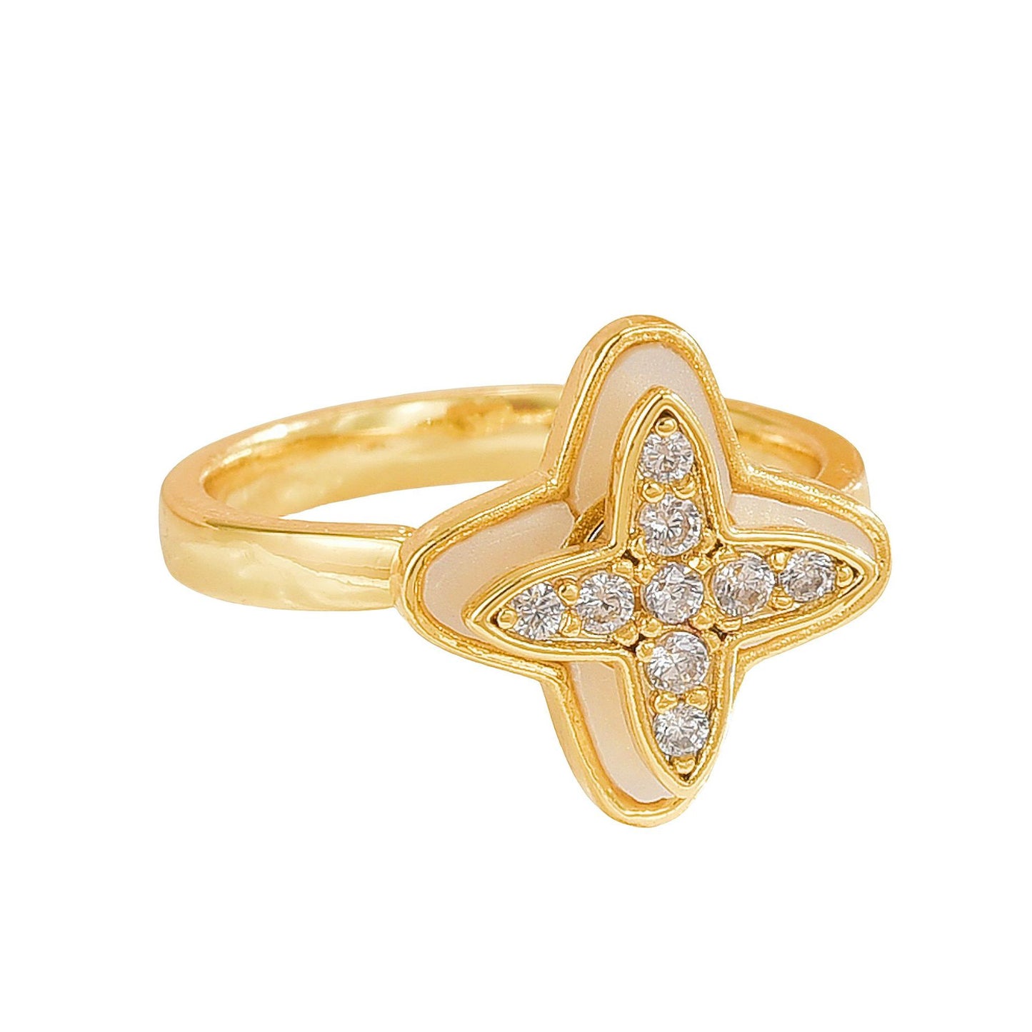 Rotating Ring for Women, Copper Gold Plated, Non-Fading, Elegant and Luxurious, Adjustable Daisy, Star, Moon, Zircon, European and American Cross-Border
