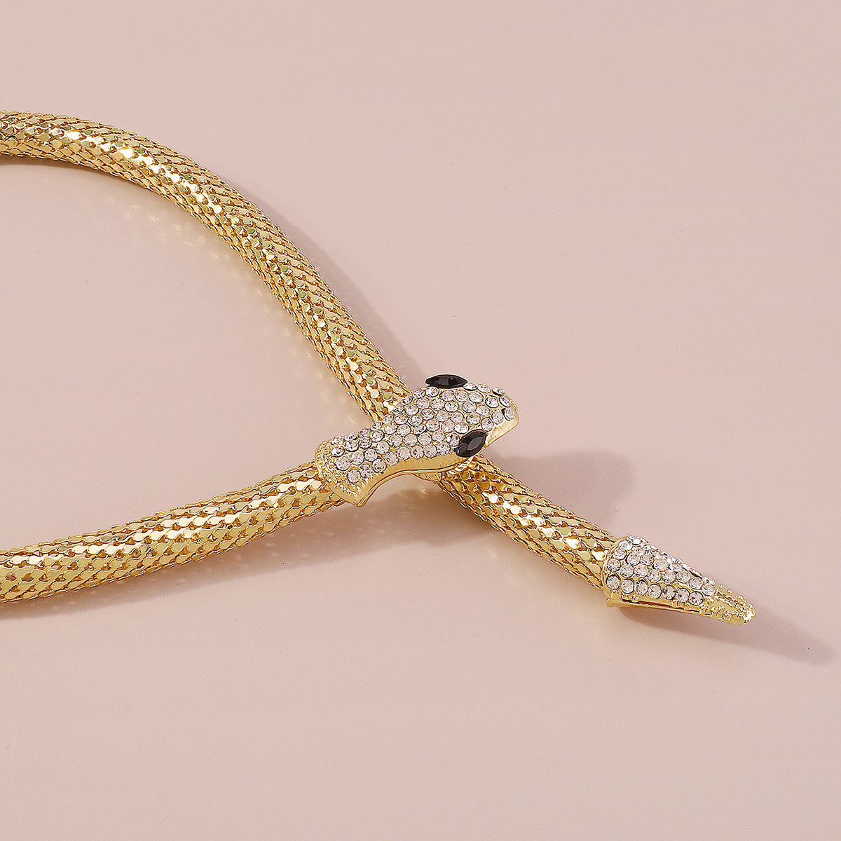 Exaggerated Snake Necklace Punk Personality Hip-Hop Style Necklace Trendy Cool Street Style Show Micro-Inlaid Choker