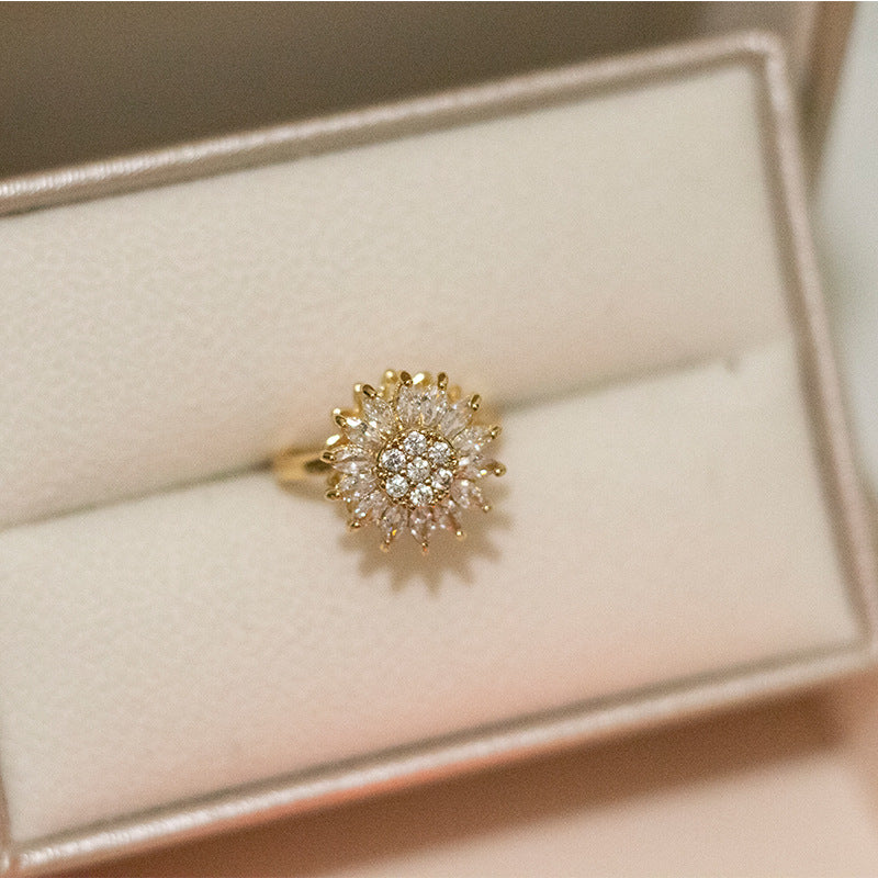 Sunflower Ring , Rotating Anxiety Relief, Simple and Versatile Sunflower Adjustable Wholesale Ring