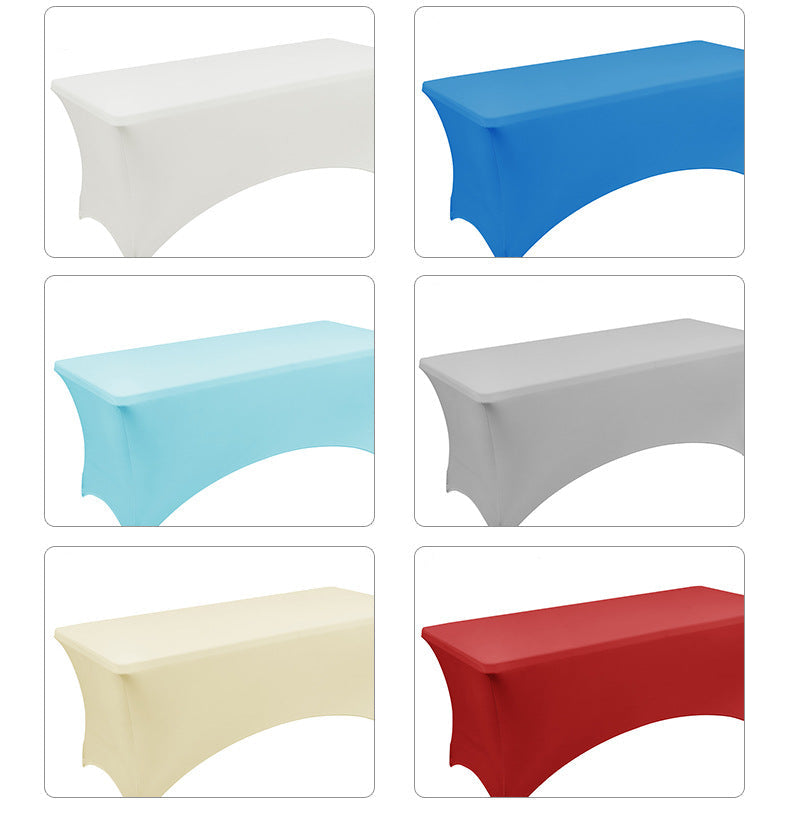 Elastic 6FT Rectangular Table Cover Full Coverage Tablecloth Outdoor Wedding Banquet Event Cocktail Fan-shaped Tablecloth Table Cover