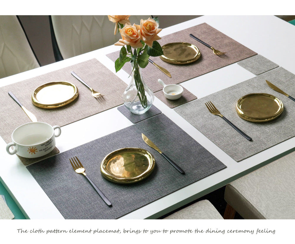 Western Dining Mat Square Cloth Pattern Household Dining Mat Bowl Mat Hotel Leather Dining Table Mat Waterproof Oilproof Heat Insulation Mat