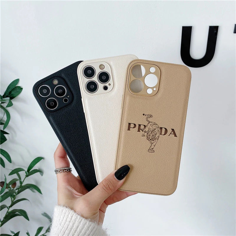 Tiger Leather Soft Case For Iphone 15 14 13 12 11 Pro Max Mini 7 8 Plus X Xs Xr Max Luxury Phone Cover Fashion Anti Drop Funda