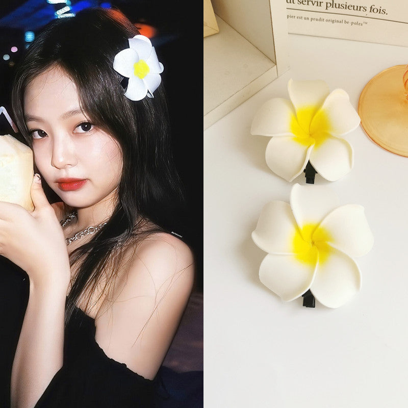 Dai People Dress up Seaside Vacation Plumeria Rubra Barrettes Travel Headdress for Taking Photos Flower Side Clip Small Size Fairy Hairpin