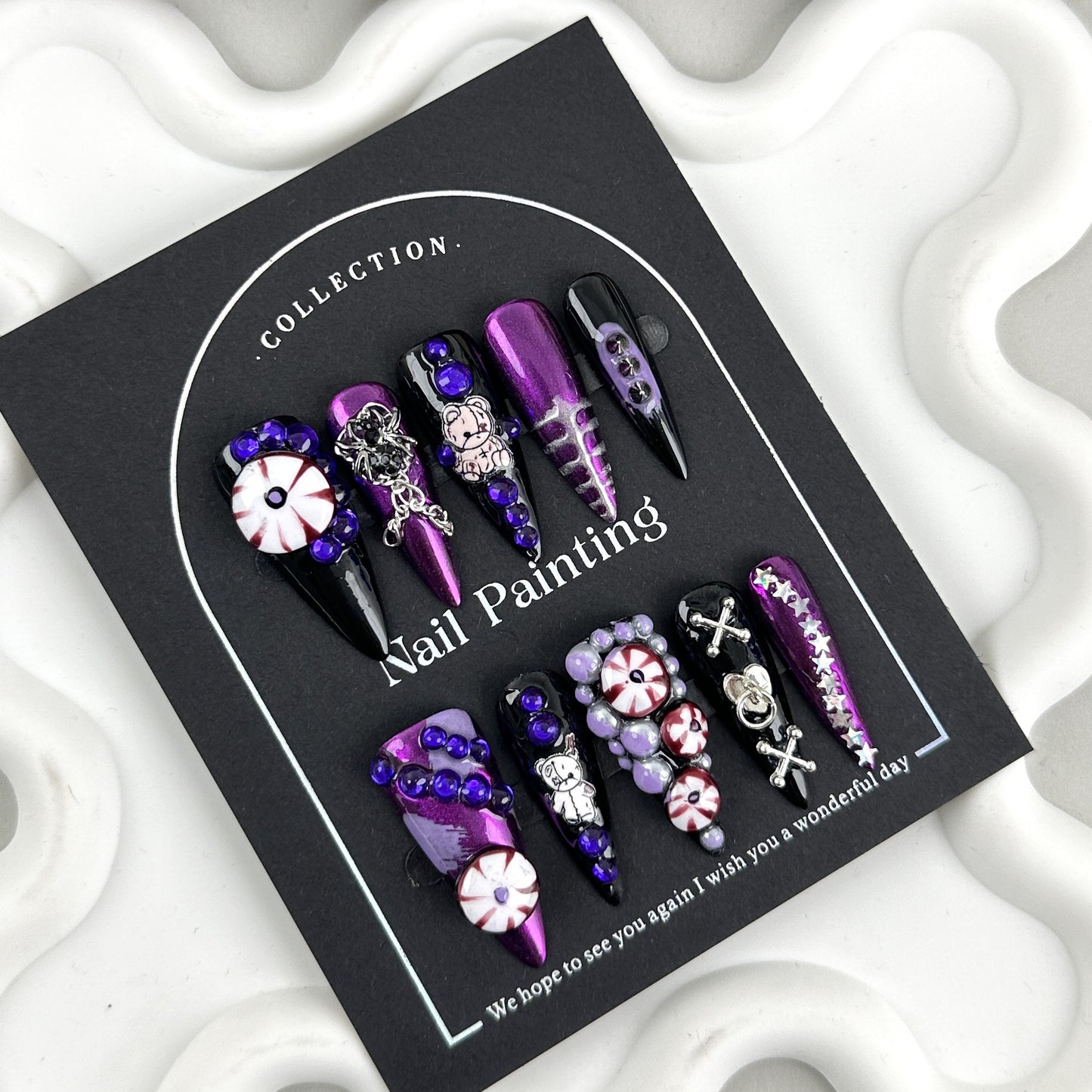 Nail Stickers Halloween Style Exaggerated Cool Dark Wearable Nail Stickers High-end Handmade