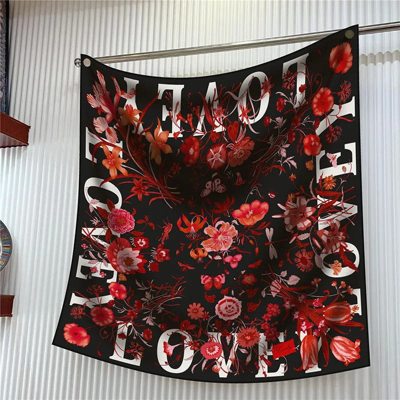 New Year Gift 90cm Large Square Scarf Scarf Women'S Scarves Spring And Autumn Style Fashion Shawl European American Twill Print