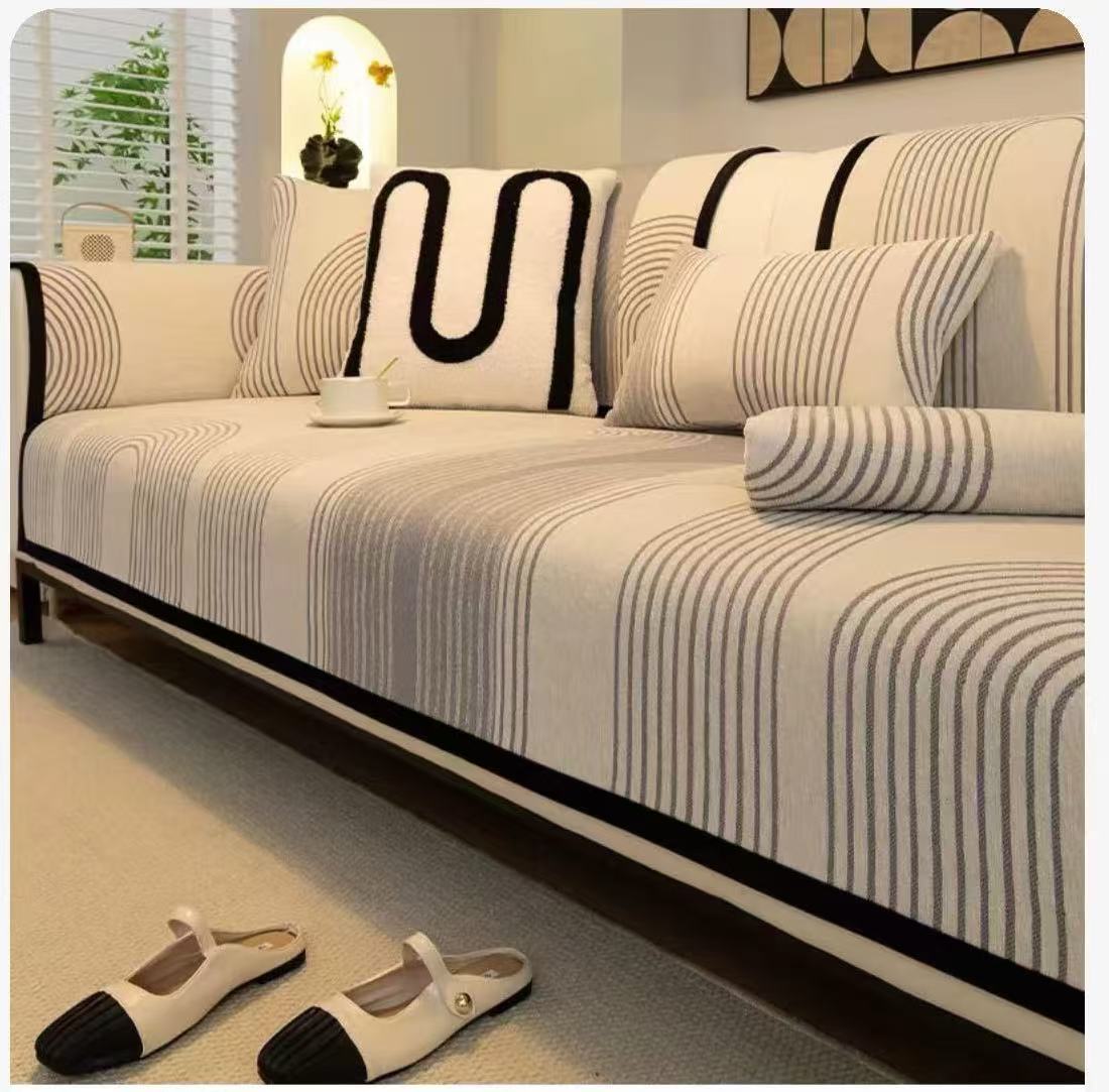 Fabric Chenille Sofa Cushion Four Seasons Autumn Winter Seat Cushion Modern Simple Sofa Cover Throw Blanket Cloth Leather