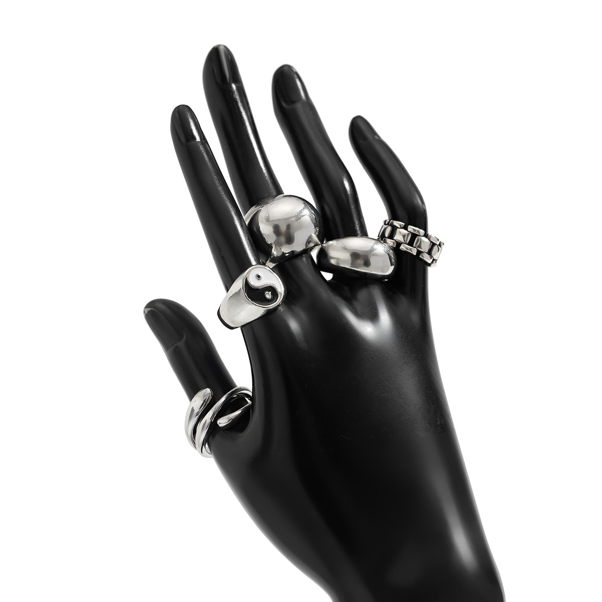 Ins Minimalist Style Trendy Exaggerated Mirror Versatile Ring Personality Alloy Hugging Ring