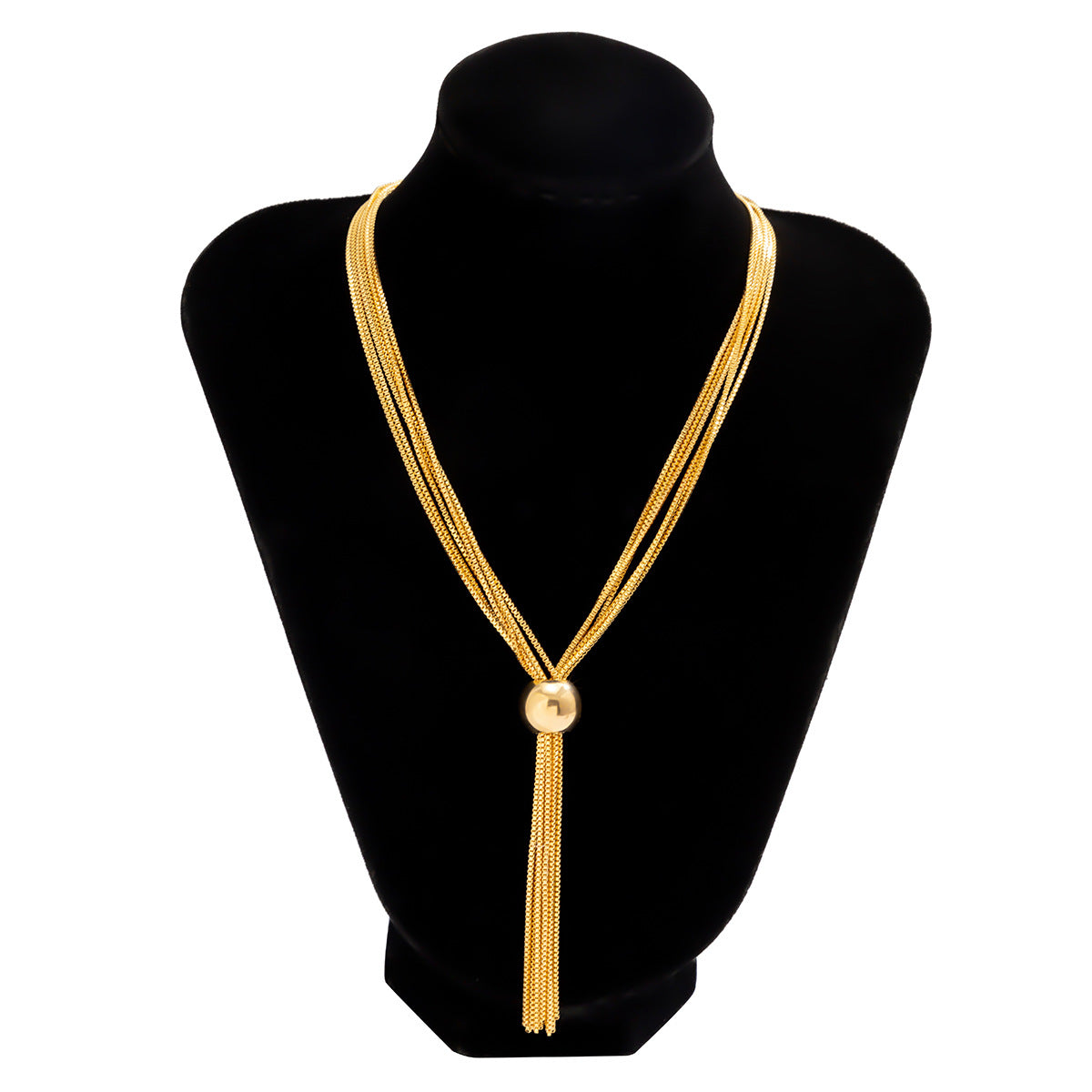 Cross-Border Exaggerated Punk Multi-Layer Chain Stacked Necklace Simple Niche Geometric Ball Personality Choker Necklace