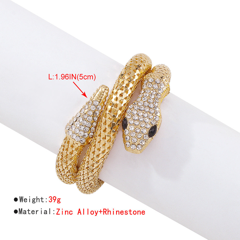 Exaggerated Snake Necklace Punk Personality Hip-Hop Style Necklace Trendy Cool Street Style Show Micro-Inlaid Choker