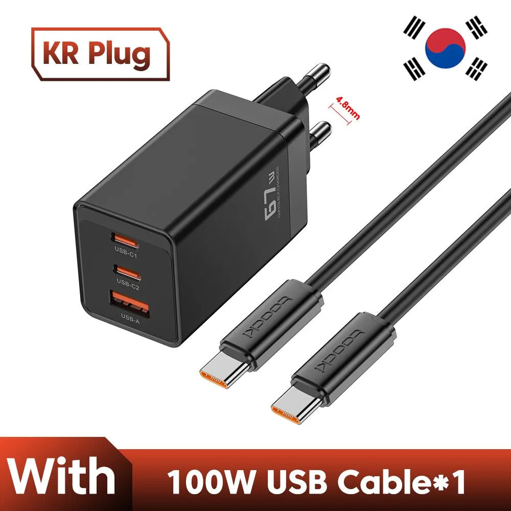 Toocki 67W GaN USB C Charger QC4.0 65W PD 3.0 Type C Fast Charger Quick For iPhone 16 15 14 13 Pro Samsung Xiaomi Huawei MacBook
