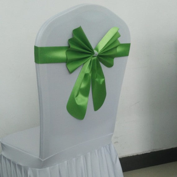 Wedding Chair Back Flower Decoration No-Tie Elastic Bow Chair Sash Chair Cover Chair Back Hotel Banquet Special