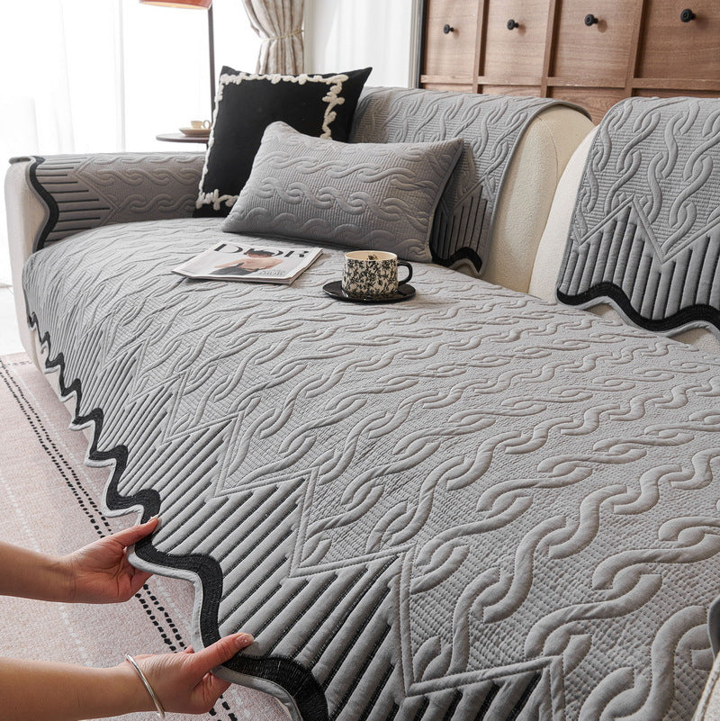 Cream Style Sofa Cushion 2025 New Model All-Season Non-Slip Seat Cushion Light Luxury High-End Genuine Leather Sofa Cover Cloth