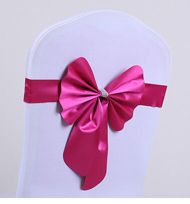 Wedding Chair Back Flower Decoration No-Tie Elastic Bow Chair Sash Chair Cover Chair Back Hotel Banquet Special